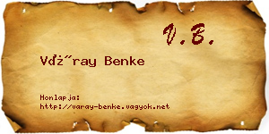 Váray Benke névjegykártya